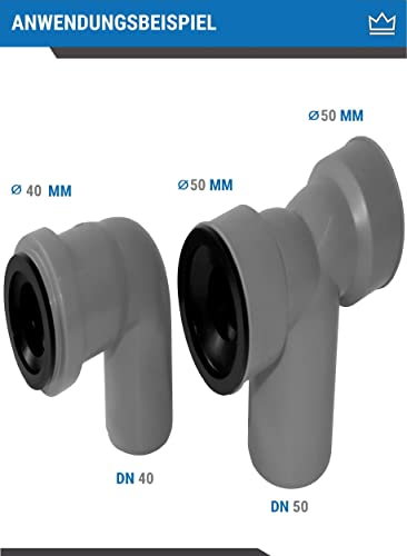 FEINER® [Set of 2] Siphon Rubber Sleeve 50 32 - Outer Diameter 50 mm + Diameter 40 mm - Both Inner Diameter 28-32 mm Rubber Sleeves - Connection to DN 40 and 50 HT Drain Pipes and Siphon Arch