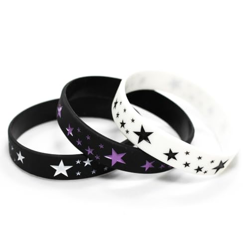 Caiyao Silicone Wristbands Bracelets Poker Star Y2K Funny Wristbands Decoration for Women Men Teen Friends Gift-3Pcs Star2