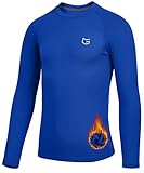 G Gradual Youth Boys Compression Thermal Shirt Long Sleeve Fleece Undershirt for Boy Football Baseball Soccer Base Layer(Royal Blue,L)