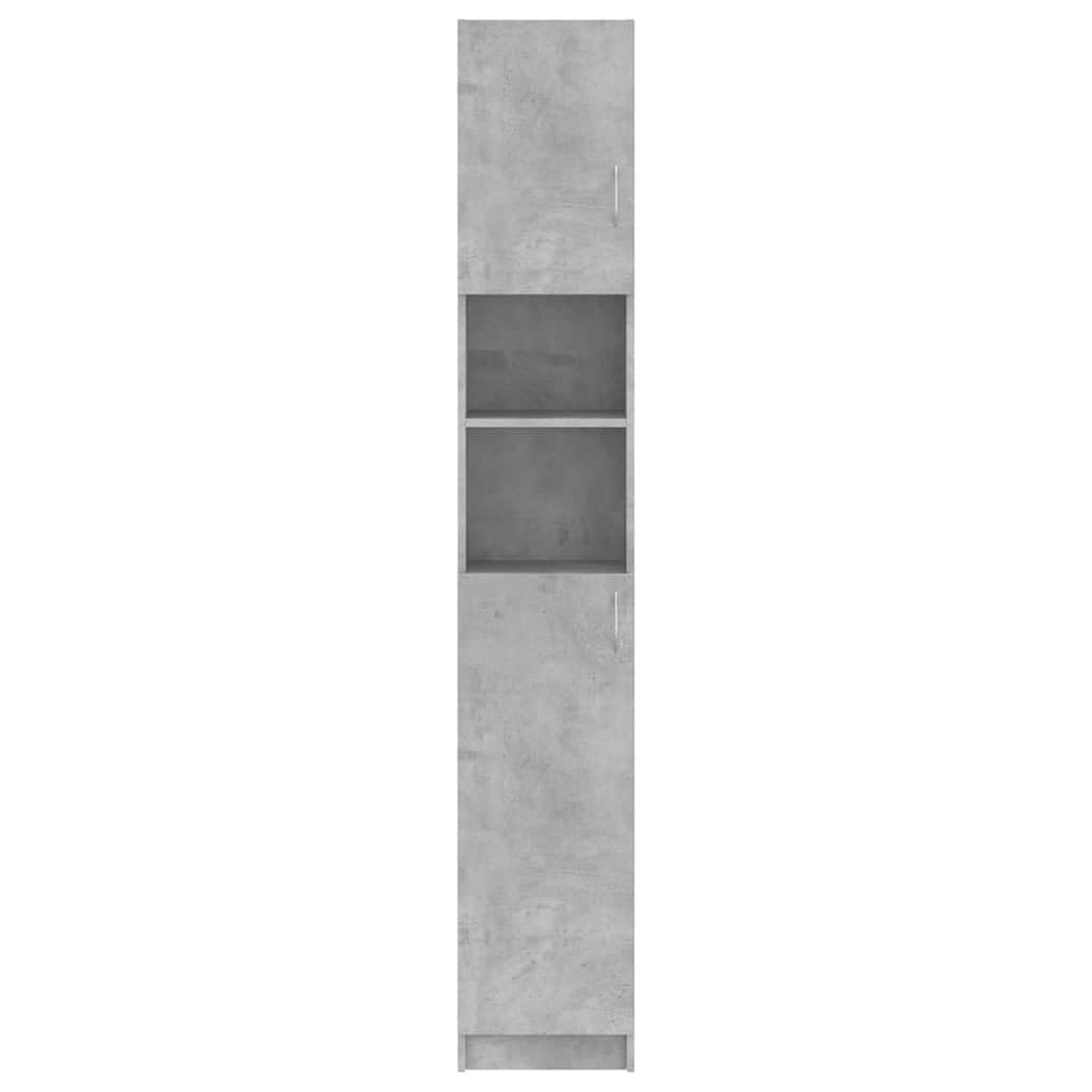 Armadietto da bagno grigio cemento, 32 x 25,5 x 190 cm, in legno, set di mobili da bagno con 4 ante, 2 scomparti aperti, molto capiente, montaggio a parete, salvaspazio, per lavabo e