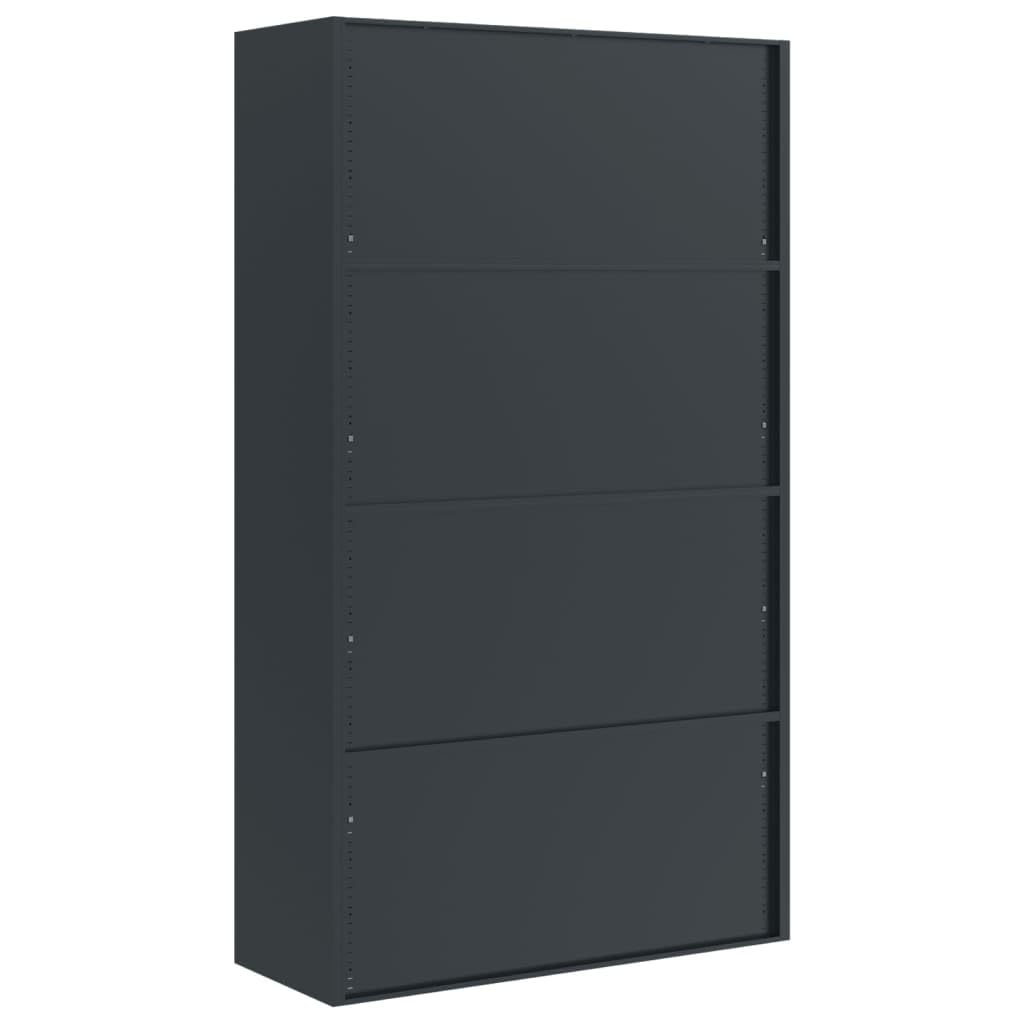 Armadietto portadocumenti antracite in acciaio verniciato a polvere, 105 x 40 x 180 cm, 4 ripiani, porta a battente richiudibile, per ufficio, home office, archivio, cartelle, documenti e