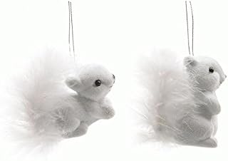 Squirrel Christmas Decoration set of 2 flocked Squirrels assorted