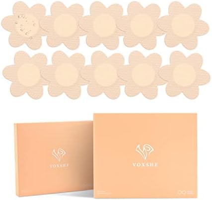 FAMI HELPER 10 Pieces Nipple Stickers Adhesive Bras Reusable Waterproof Adhesive Nipple Covers for Women Nude