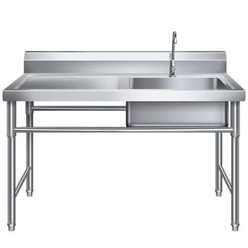 RAPGACBQ Mueble Fregadero Exterior Jardin, Fregadero De Acero Inoxidable Fregadero De Cocina Independiente, Cocina Camping, Fregadero Exterior,150x60x80cm