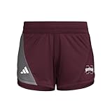 adidas Women's D4T Woven Mississippi State University Training Shorts, Team Maroon/Team Grey/White/Mississippi State University, X-Small/5