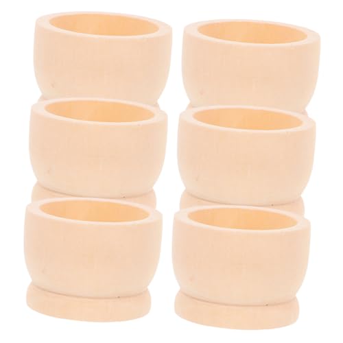 HAKIDZEL 6pcs Wooden Egg Tray Eggs Color Your Own Cup Egg Display Stand Egg Stand Wooden Egg Holder Egg Cup Egg Holder Display Single Egg Holder Egg Rack Khaki