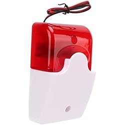 Alarma Sonora Exterior Luz de Advertencia de Seguridad, Alarma Sonora Y con Luz Roja Intermitente Resistente Al Impacto, Sirena de 110 DB Y Parpadeo de 150 Veces/Min, Volumen Ajustable(220 V)