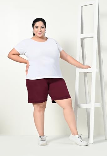 Image of Women's Plus Size Bermunda Shorts | Knee Length Cotton Short | Half Pants for Womens