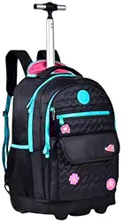Clio Mochila Escolar Juvenil com Rodinhas Neon Yt Feminina Luluca, Cor Ciano, Azul, 35 Litros