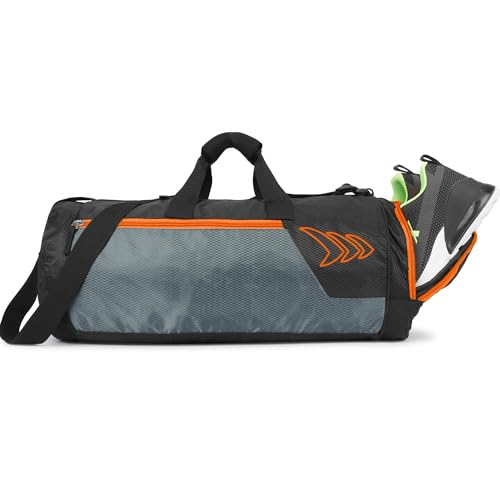 Image of Mayor Gym Duffle Bag for Men & Women with Separate Shoe Compartment | Spacious Sports & Travel Bag for Gym, Towel & Shaker Bottle (Black /Orange)