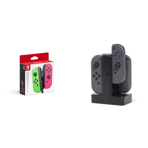 Joy-Con 2er-Set Neon-Grün/Neon-Pink + PowerA Joy-Con-Ladestation für Nintendo Switch, USB