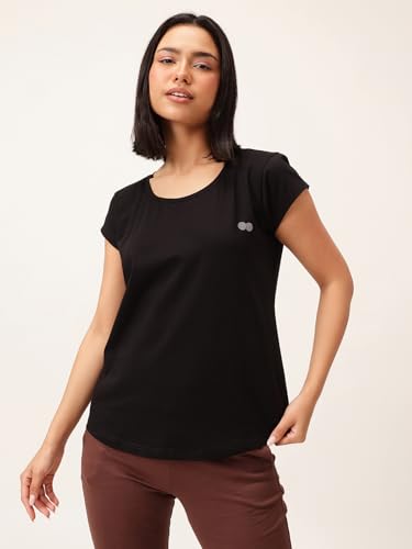 Image of Clovia Women's Cotton Fitted Active T-Shirt