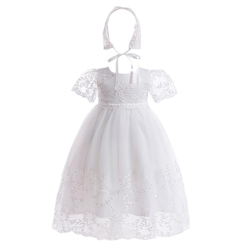 Baby Girls Baptism Dress Christening Lace Floral Embroidered Gown Outfit for Infant Toddler2