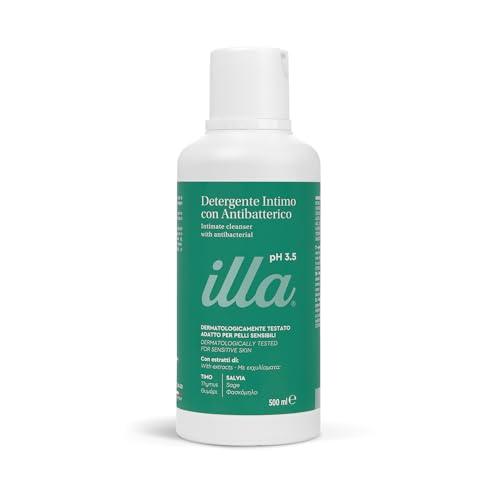 illa Detergente Intimo con Antibatterico pH 3.5 - Delicato sulla Pelle - Aiuta a proteggersi da Arrossamenti, Fastidi e Infezioni Batteriche - Dermatologicamente testato - 1 Flacone da 500ml