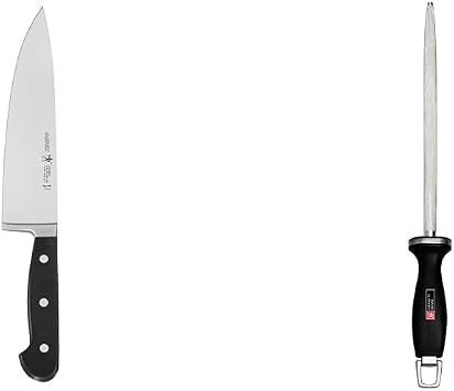 HENCKELS 8 Inch Chefs Knife & 10 Inch Knife Sharpening Tool