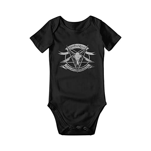 Image of 0-3 Months Baby Girl Clothes, Newborn Baby Short Sleeve One-Piece Bodysuits American Heavy Metal Band Lamb - Music Of - T - God Baby Clothes, Child Romper Jumpsuit Cotton Baby Onesie Bodysuit 6 Months