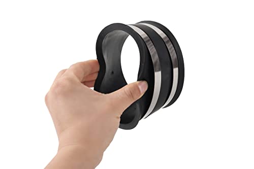 (1-Pack) 4 Inches Outer Diameter Flexible Hose Cuff Coupler With Integrated 2 Dust Collection Hose Clamps - Rubber Vacuum Hose Connector #TOP7