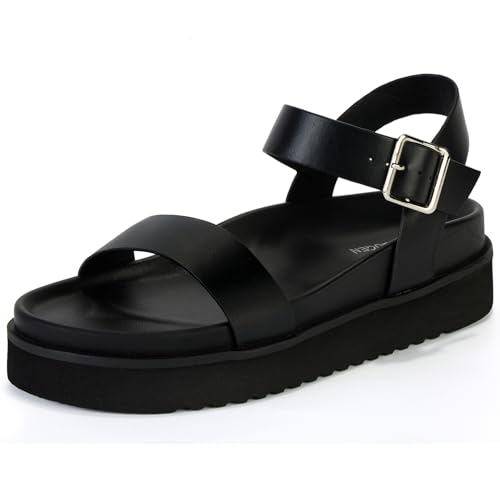 Yavero Womens Platform Sandals Open Toe Summer Sandals Low Wedge Sandals Black 7