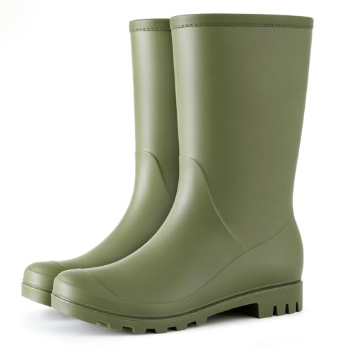 Image of Asgard Women's Mid Calf Rain Boots Waterproof Garden Shoes Slip on Rubber Boots