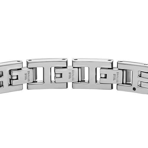 Image of Fossil Men's Plated Stainless Steel Engravable Personalized Gift ID, Chain or Cuff Bracelet for Men