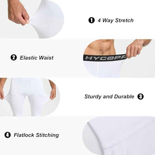 HYCOPROT Men's 3/4 Compression Pants Cool Dry Workout Athletic Running Tights Capri Leggings Base Layer Yoga Basketball Gym4