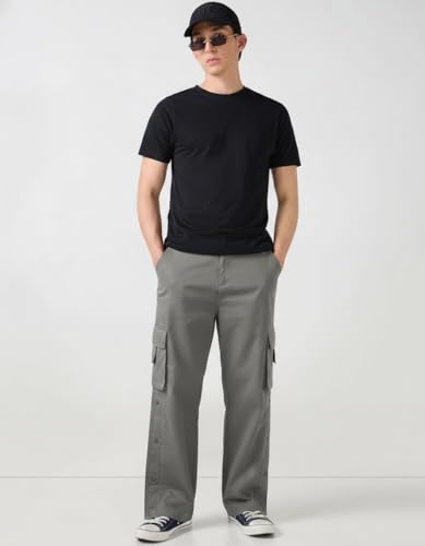 Image of Men's Cotton Cargo Pants | Stylish Elastic Drawstring Waist | Multi Pocket Tactical Pants | Casual Streetwear Utility Comfortable Regular Fit Outdoor Cargos
