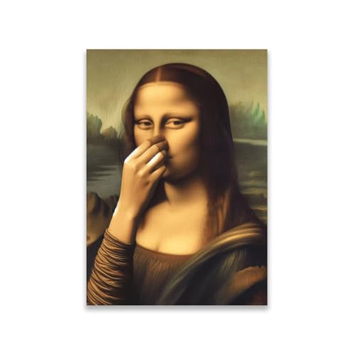 Affiche murale Mona Lisa pour salle de bain tableau humour toilettes vintage 60x90cm