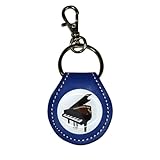 HERBE 小銭が入る キーホルダー キーリング 牛革 部活動 楽器 習い事 携帯 コインホルダー コインケース 小銭入れ 500円硬貨 ピアノ マリンブルー