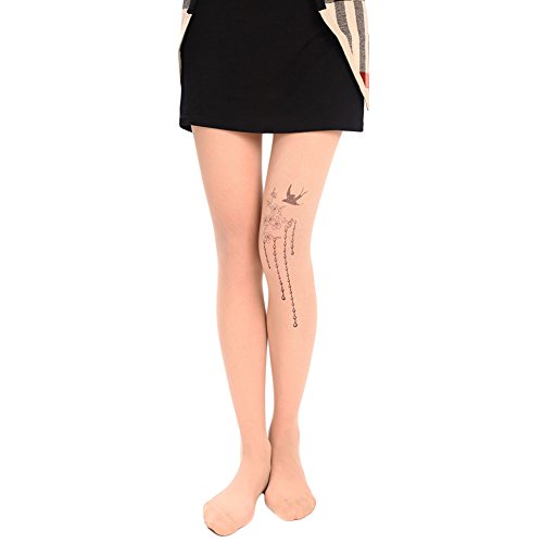 Preisvergleich Produktbild Qingsun Damen Mädchen Strumpfhose Strümpfe Kniestrümpfe Overknee Strümpfe Mit Verschiedene Muster Sommer (Schwarz)