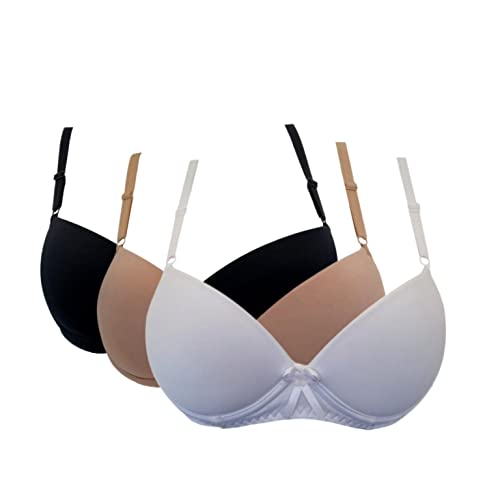 3 Sutiãs Sutien Com Bojo Infantil Menina Moça Adolescente Tamanho:P;Cor:Sortidos