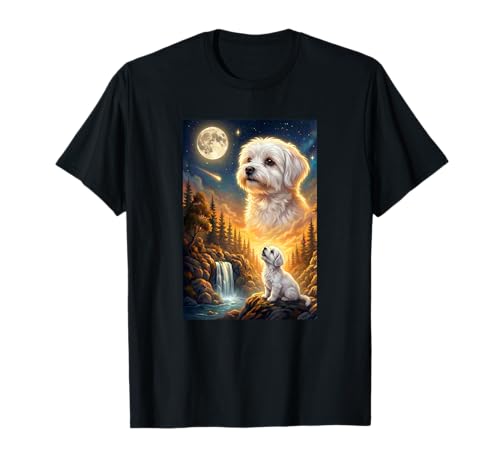 Howling to The Moon Meme Animal Dog Maltese T-Shirt