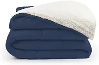 Coberdrom King Dupla Face Soft e Sherpa Carneiro 230x280cm – Cobertor Casal King Grosso, Quente, Macio, Matelado e Ideal para Inverno (Azul Marinho)