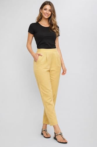 Image of DIGITAL SHOPEE Women Regular Fit Elastic Waist Full Length Cotton Formal Trouser for Casual Wear, Office Wear