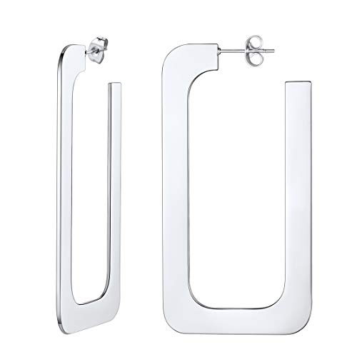 FindChic Stainless Steel Bar Drop Earrings 18K Gold Plated Thin Flat Geometric Round/Stick/Rectangle Pierced Linear Hypoallergenic Dangle Earrings for