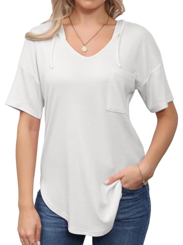 Decorie Felpa Donna con Cappuccio Maniche Corte Felpe Donna Camicia