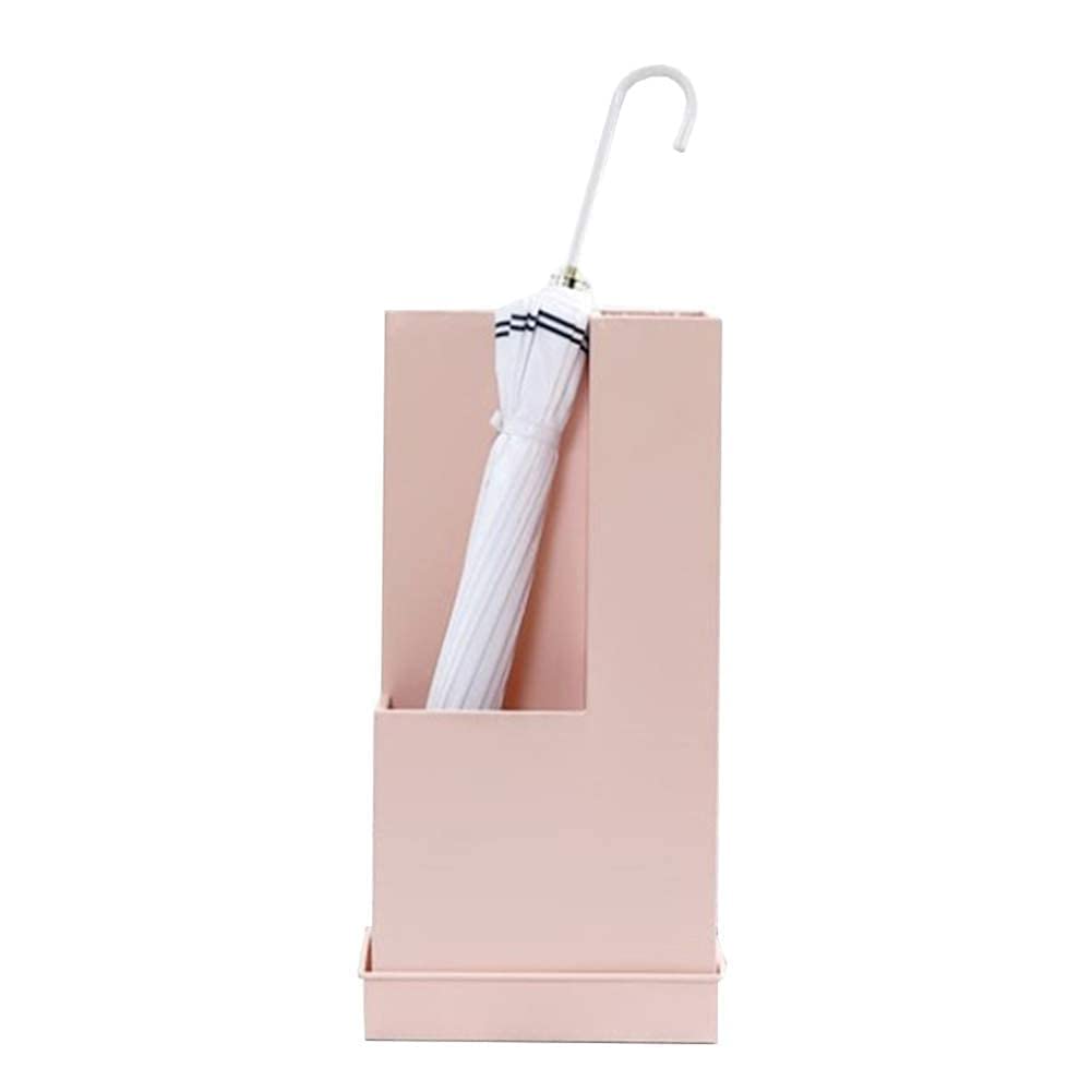 Porte-parapluies en fer forgé rose avec bac d'égouttage amovible pour entrée