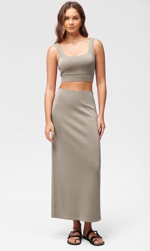 Image of ODODOS Modal Soft Maxi Skirt for Women, Back Slit High Waist Casual Long Pencil Skirts