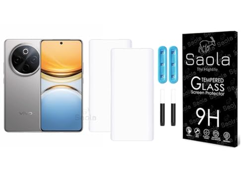 Image of Saola 2-Pack UV Curved Tempered Glass for Vivo Y300 Pro | 9H Hardness | Edge-to-Edge Full Screen Coverage | UV Light Installation | Scratch Resistant | Case Friendly Screen Protector. (6.77 Inches)