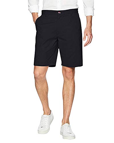 INCERUN Mens Summer Cotton Shorts Classic Flat Front Casual Work Chino Shorts 1-Black L