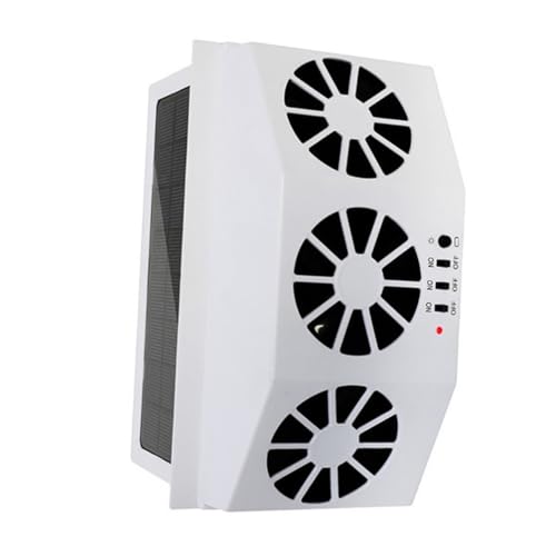 ELAYARD Ventilador Solar para Coche 3 Salidas Blanco, Ventilador de Circulación de Aire para Ventana, Refrigeración sin Consumo Eléctrico, Control de Temperatura y Extracción de Aire