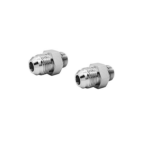 Image of (2-PACK) 6400-10-08-O Hydraulic Hose Adapter Fitting 5 /8 inch Male JIC 37 Flare (7 /8 inch-14UNF) x 1 /2 inch Male O-Ring Boss (3 /4 inch-16UNF) SAE Straight Pipe Joints Tube Connector Carbon Steel