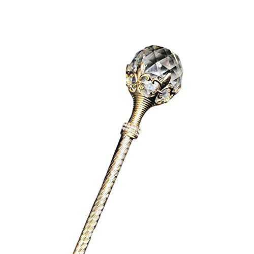 KBOLAE Baguette de sceptre de la reine fée boule de cristal accessoire fête concours de beauté Doré