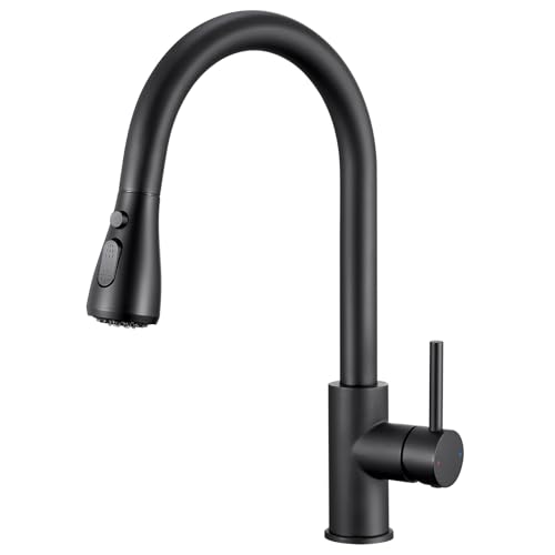 Wasserhahn küche mit Ausziehbar Hochdruck fur Spüle - Küchenarmatur Schwarz mit Brause - Edelstahl Armatur Anthrazit fur Spuelbecken - Mischbatterie Schwenkbar mit Schlauch - Spueltischarmatur Matt