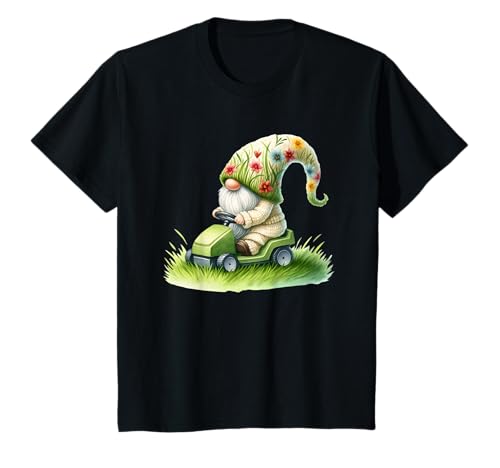 Enfant Funny Lawn Mowing Gnome For Kids Boys Who Loves Lawn Mowers T-Shirt