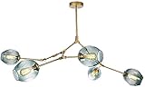  BUNCC Sputnik Lustre Plafond Éclairage Bleu Boule De Verre Branche Pendentif Lumière Soufflé À La Main Abat-Jour En Verre Globe Suspension Lampe Nordique Moderne Antique Lustre Réglable Salle À Manger