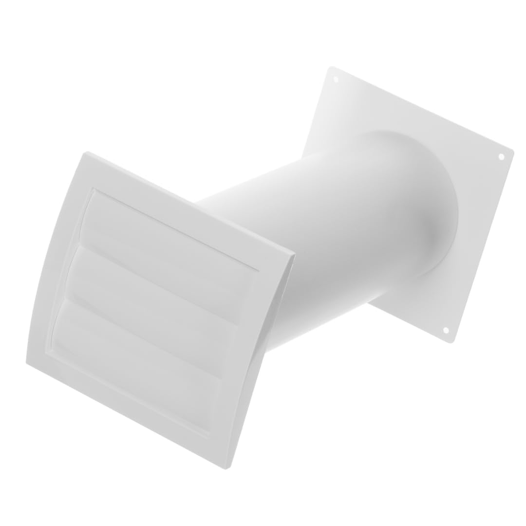 Ø 125mm Kit de Ventilación Mural - Tubo Telescópico de Plástico - Rejilla de Ventilación con Persianas Automáticas y Mosquitera