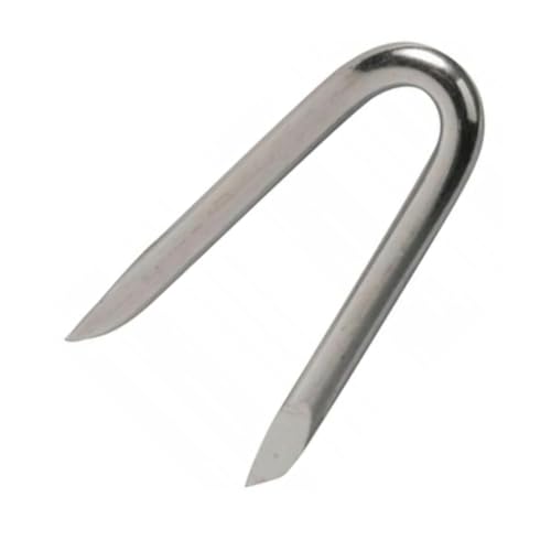 Merriway BH03726 (50 gm) Galvanised Netting Staple U-Nail, 30 mm (1.1/4 inch) x 3.56 mm - Pack of 50 gm (Approx. 12 pcs), Grey