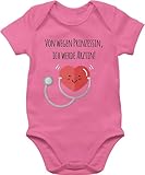 Shirtracer Baby Body Junge Mädchen - Sprüche - Von wegen Prinzessin, Ärztin! - 1/3 Monate - Pink - babymode witzig spruch arzt bodys babybody mit sprüchen spruche ärztin babybodys babygeschenk