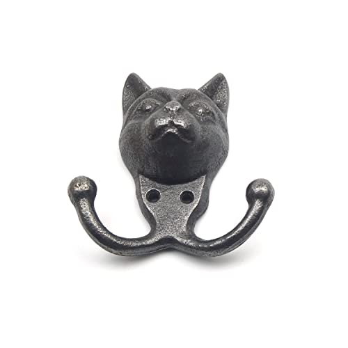 Gancho de hierro fundido para gatos perchero pared negro rustico 4