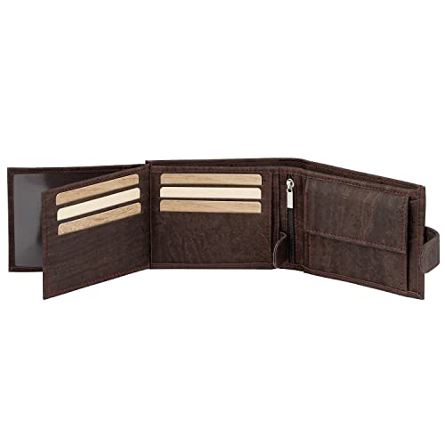 Simaru Cartera Vegana Billetera Monedero de Corcho Vegano para Hombres Bloqueo RFID Ventana para Fotos-DNI Ranuras para Tarjetas Regalo Ideal Cover
